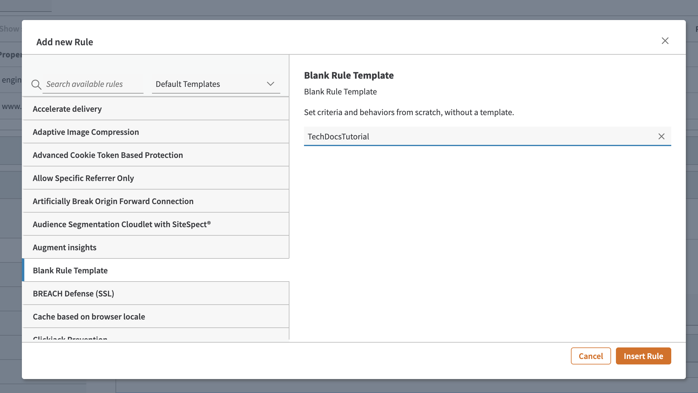Adding a new Rule using the Blank Rule Template
